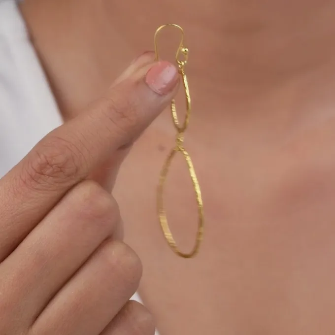 Golden Hammered Textured Hook Earrings