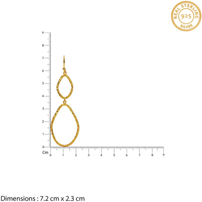Golden Hammered Textured Hook Earrings