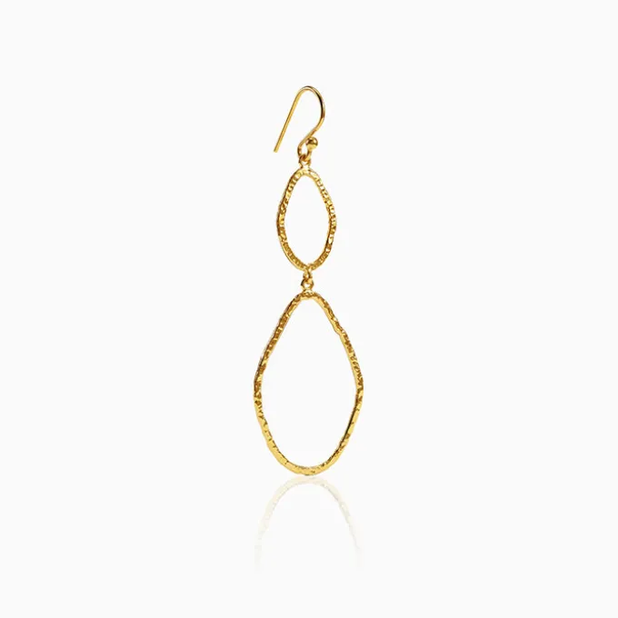 Golden Hammered Textured Hook Earrings