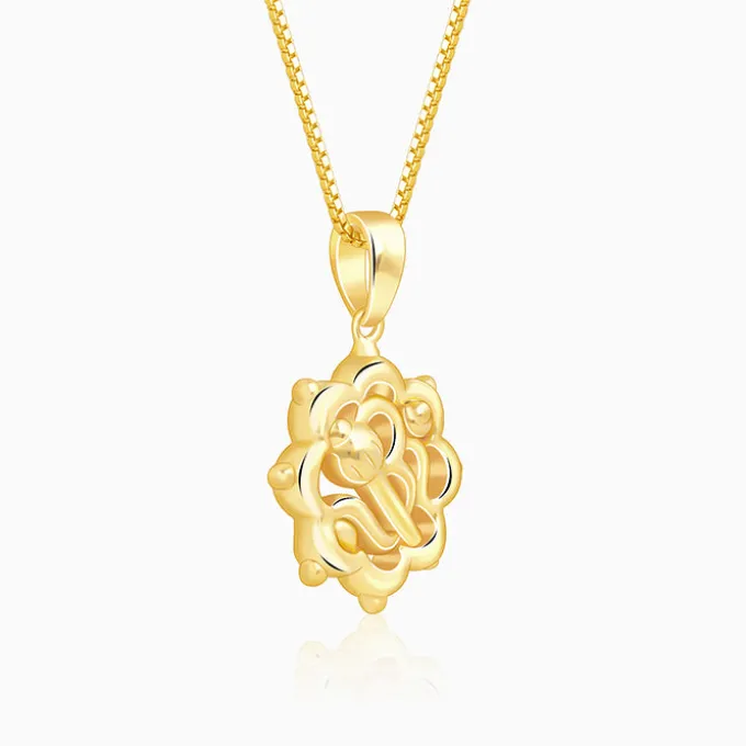 Golden Hanuman Gada Pendant With Box Chain