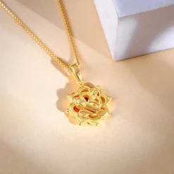 Golden Hanuman Gada Pendant With Box Chain