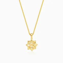 Golden Hanuman Gada Pendant With Box Chain