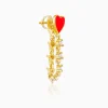 Golden Heart Chain Dangling Earrings