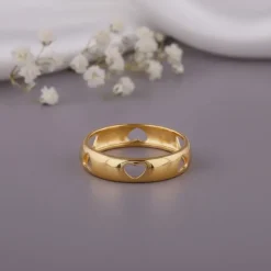 Golden Heart Cutout Band Set Ring