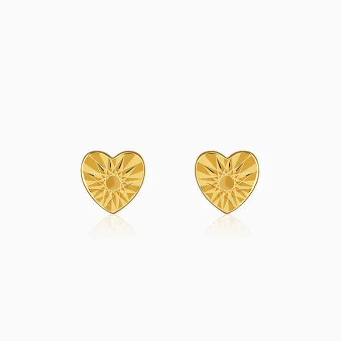 Golden Heart Stud Earrings