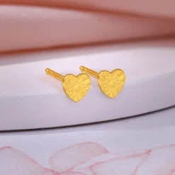 Golden Heart Stud Earrings
