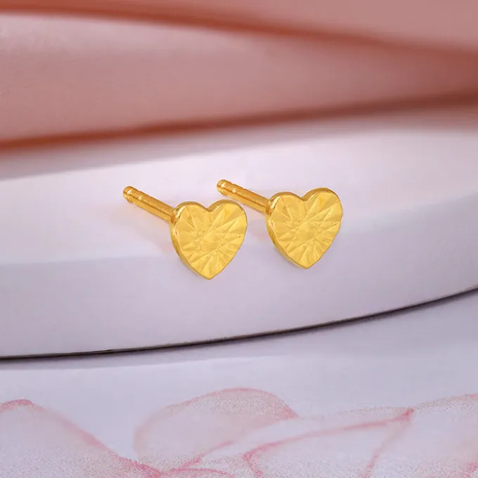 Golden Heart Stud Earrings