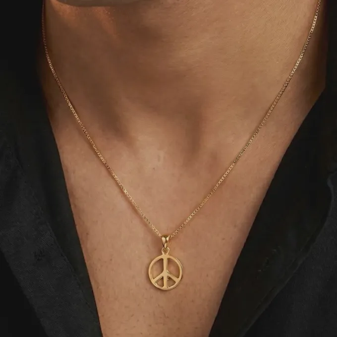 Golden Heavenly Peace Pendant With Box Chain For Him