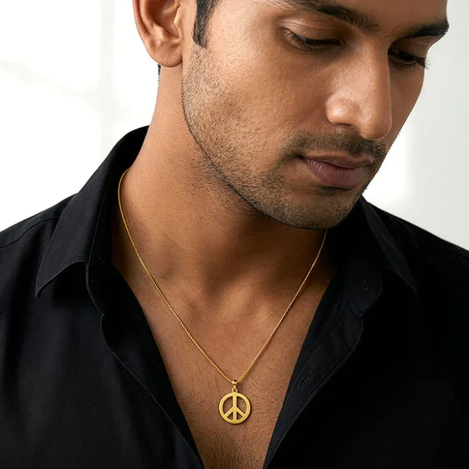 Golden Heavenly Peace Pendant With Box Chain For Him