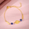 Golden Hindi Initial Evil Eye Bracelet