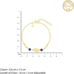 Golden Hindi Initial Evil Eye Bracelet