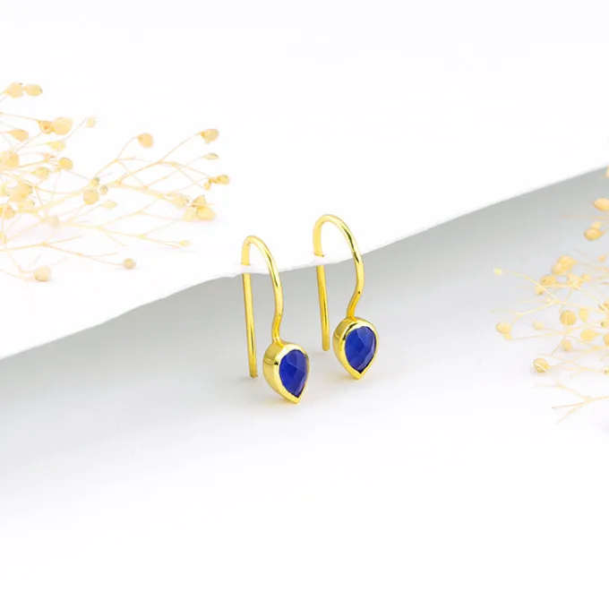 Golden Indigo Teardrop Earrings