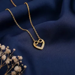 Golden Infinite Love in Heart Necklace