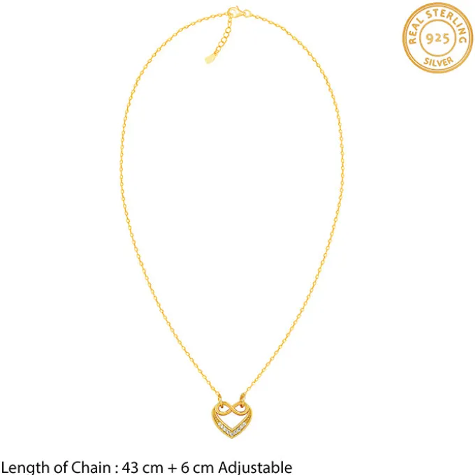 Golden Infinite Love in Heart Necklace
