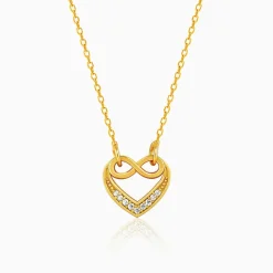 Golden Infinite Love in Heart Necklace