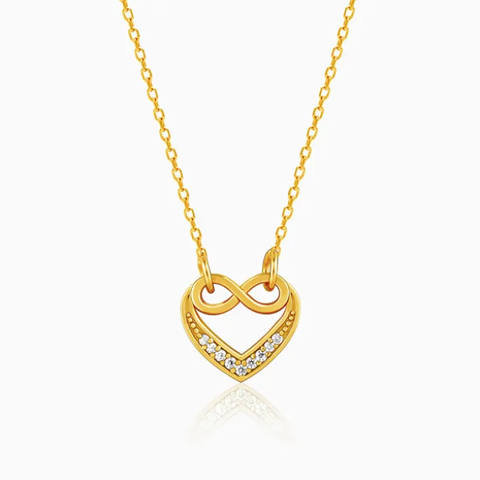 Golden Infinite Love in Heart Necklace