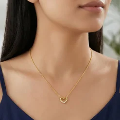 Golden Infinite Love in Heart Necklace