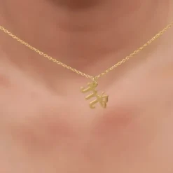 Golden Initial Wings Personalised Pendant