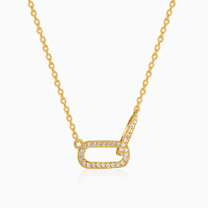Golden Interlinked Paperclip Necklace