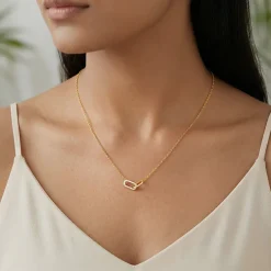 Golden Interlinked Paperclip Necklace