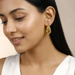 Golden Interlocked Hoop Earrings