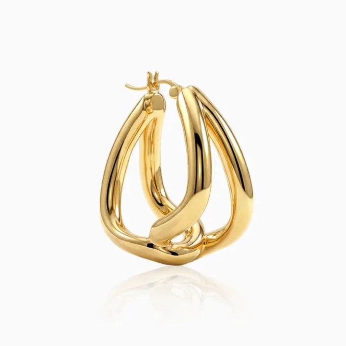 Golden Interlocked Hoop Earrings
