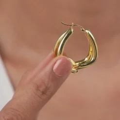 Golden Interlocked Hoop Earrings