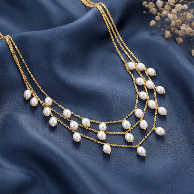 Golden Jacqeline Pearl Layered Necklace