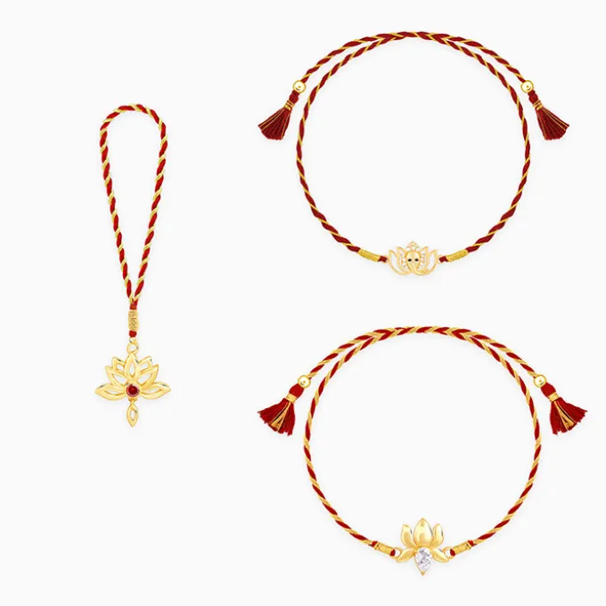 Golden Kamal Bhaiya Bhabhi Rakhi Combo (set of 3)