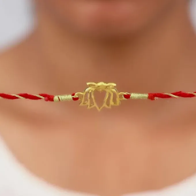 Golden Kamal Rakhi