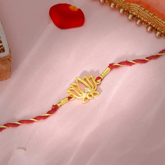 Golden Kamal Rakhi