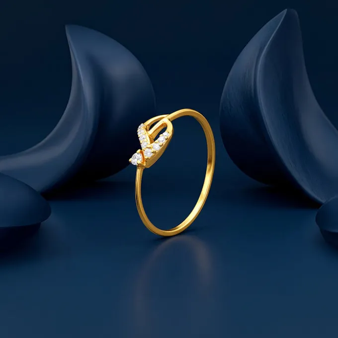 Golden Knotted Leaf Ring (Size 12)