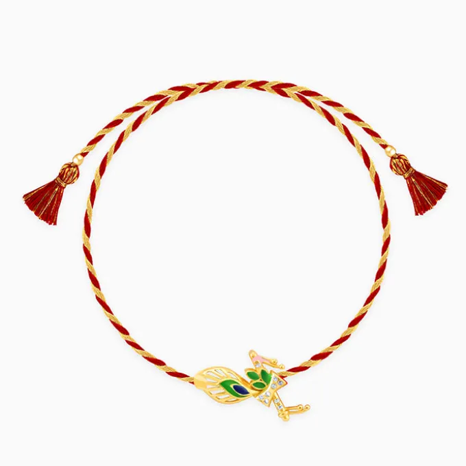 Golden Krishna Flute Rakhi cum Pendant