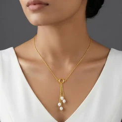 Golden Lariat Pearl Necklace