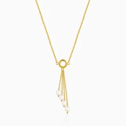 Golden Lariat Pearl Necklace