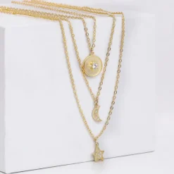 Golden Layered Constellation Charm Necklace