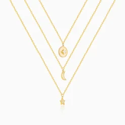 Golden Layered Constellation Charm Necklace