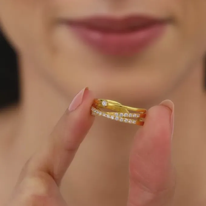 Golden Layered Interweave Ring