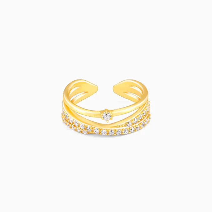 Golden Layered Interweave Ring