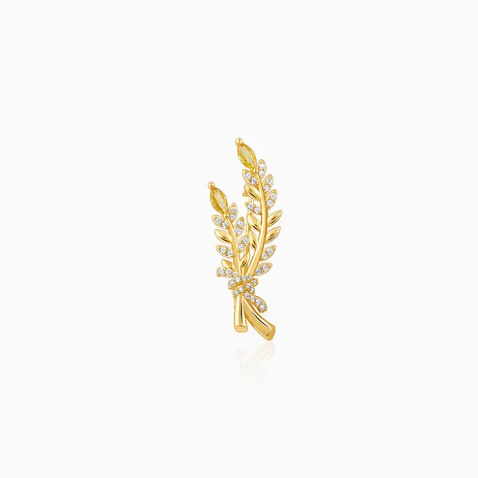 Golden Leafy Moment Brooch For Him