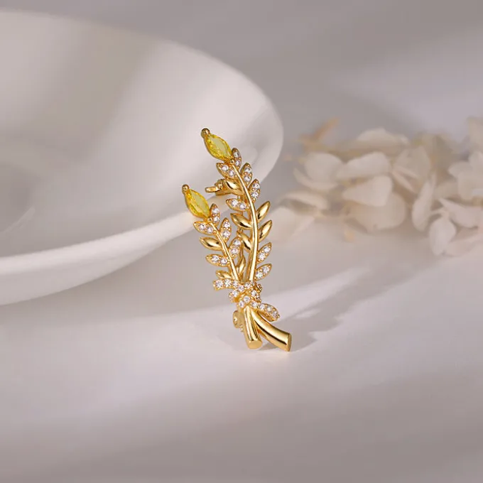 Golden Leafy Moment Brooch For Him