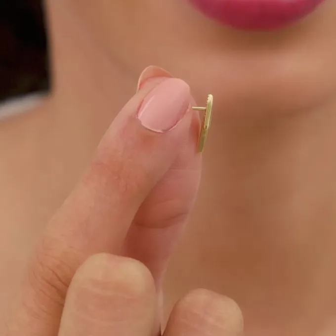 Golden Lightning Bolt Stud Earrings