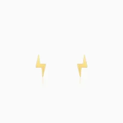 Golden Lightning Bolt Stud Earrings