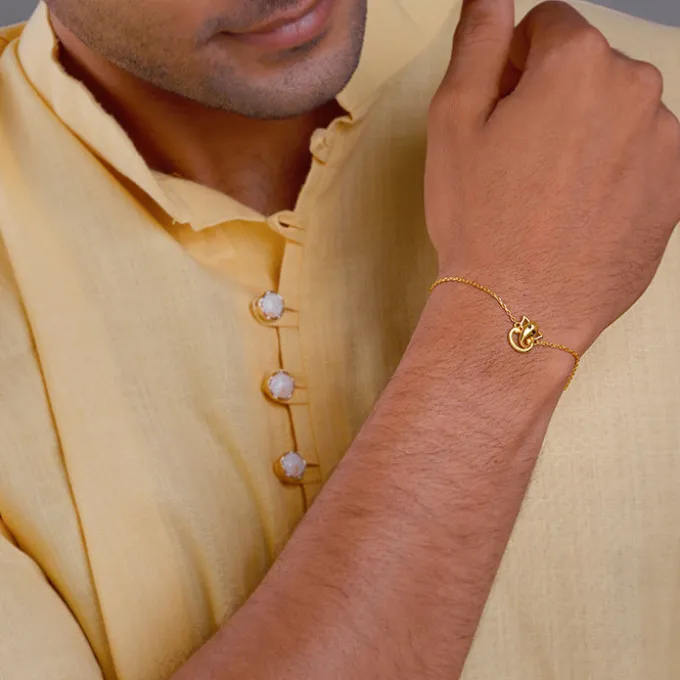 Golden Lord Ganesh Bracelet Rakhi