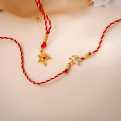 Golden Lotus Bhaiya Bhabhi Rakhi Combo (set of 2)