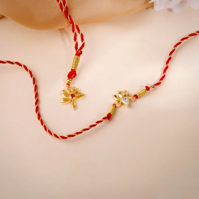 Golden Lotus Bhaiya Bhabhi Rakhi Combo (set of 2)