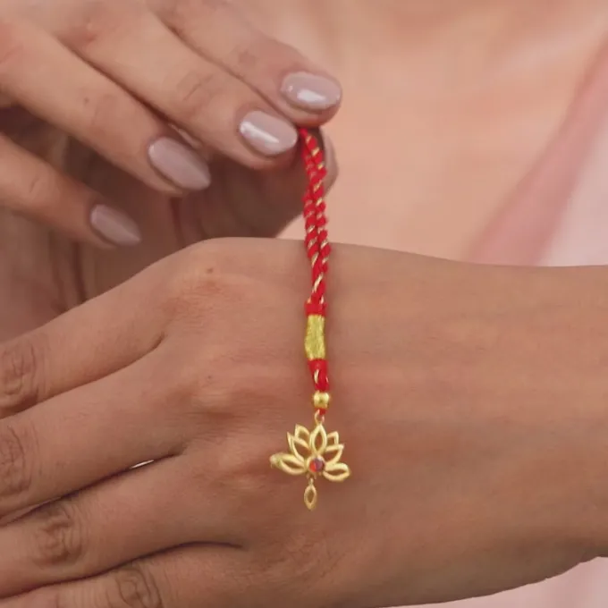 Golden Lotus Bhaiya Bhabhi Rakhi Combo (set of 2)
