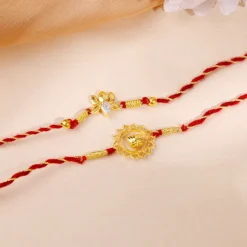 Golden Lotus Love Rakhi Combo (Set of 2)