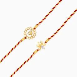 Golden Lotus Love Rakhi Combo (Set of 2)