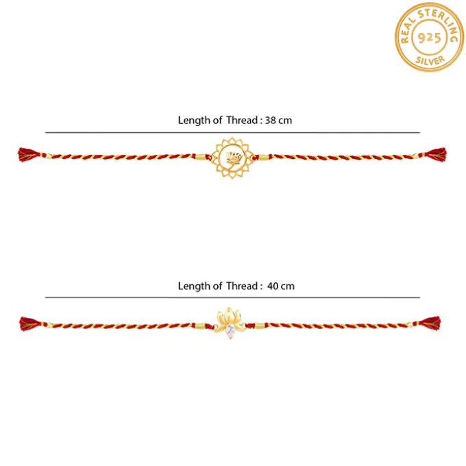 Golden Lotus Love Rakhi Combo (Set of 2)